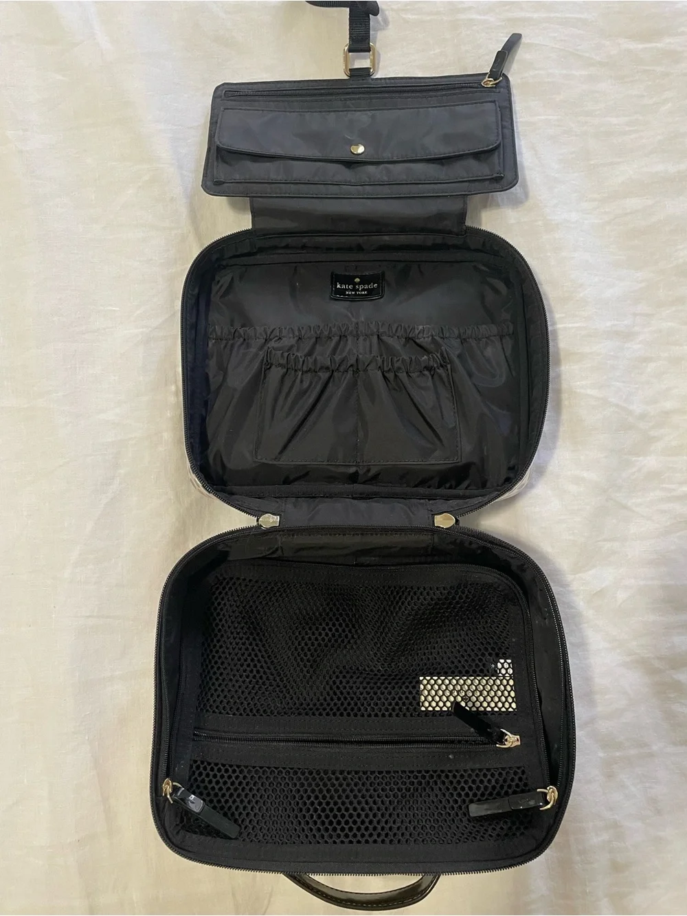 kate spade Pink and Black Spotted Cosmetic Case